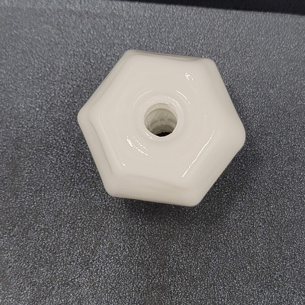 Vintage White Glass Drawer Pull SINGLE Reclaimed Salvaged Hardware 1 3/8"