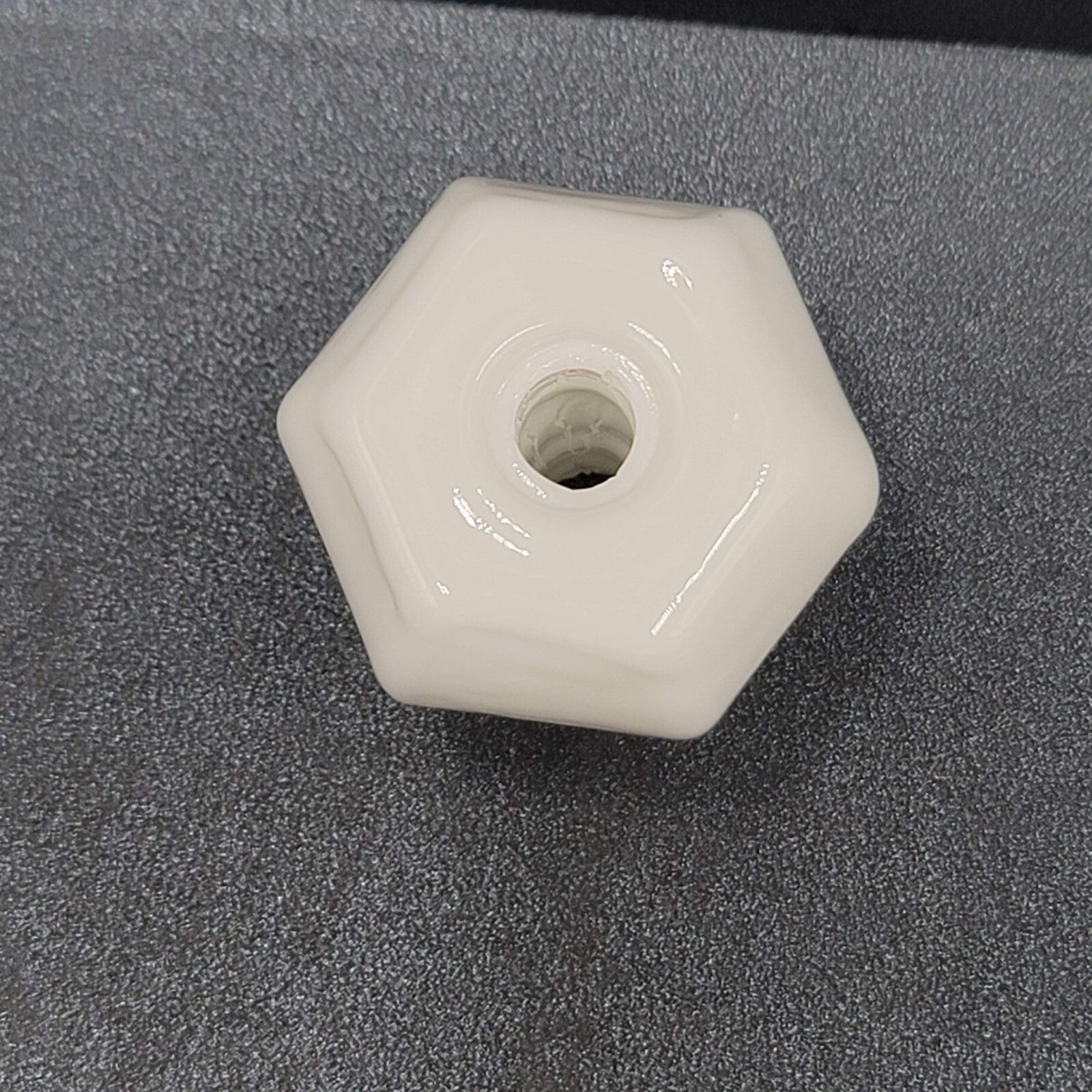Vintage White Glass Drawer Pull SINGLE Reclaimed Salvaged Hardware 1 3/8"