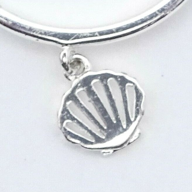 Disney Ariel Mermaid Shell Dangle Ring Size 8 Silver Plated