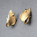 Vintage Emmons Clip on Earrings Gold Plated Climber Leaves 1 1/8"