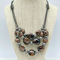 Coldwater Creek Cord Art Glass Bead Necklace Statement Layer 18" - 20"