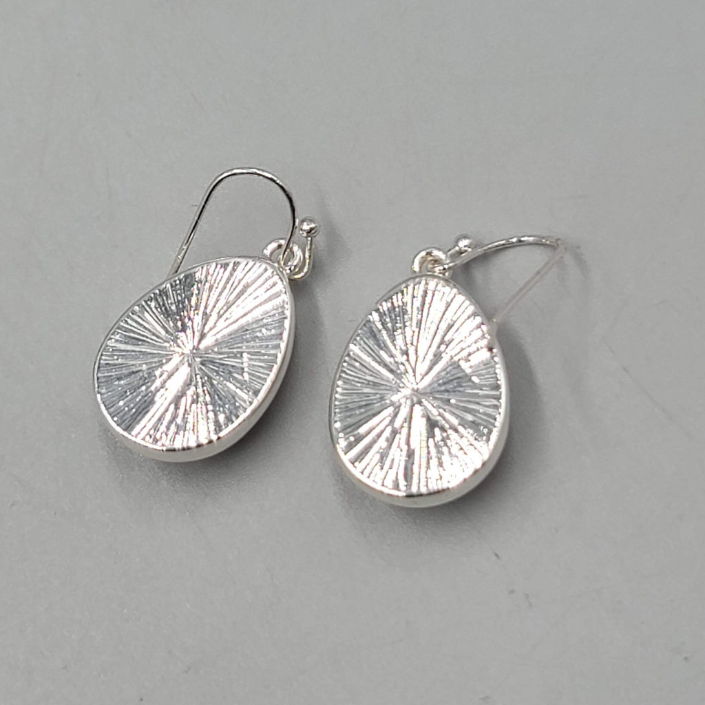 Teardrop White Pierced Earrings Silver tone Dangle   7/8"
