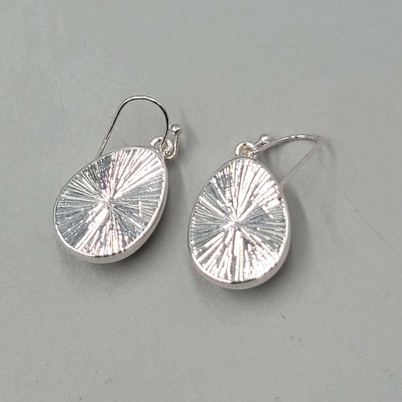 Teardrop White Pierced Earrings Silver tone Dangle   7/8"
