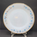 VTG Termocrisa Milk Glass Dinner Plate Blue Brown Pine Cone Gold Trim Single 9"