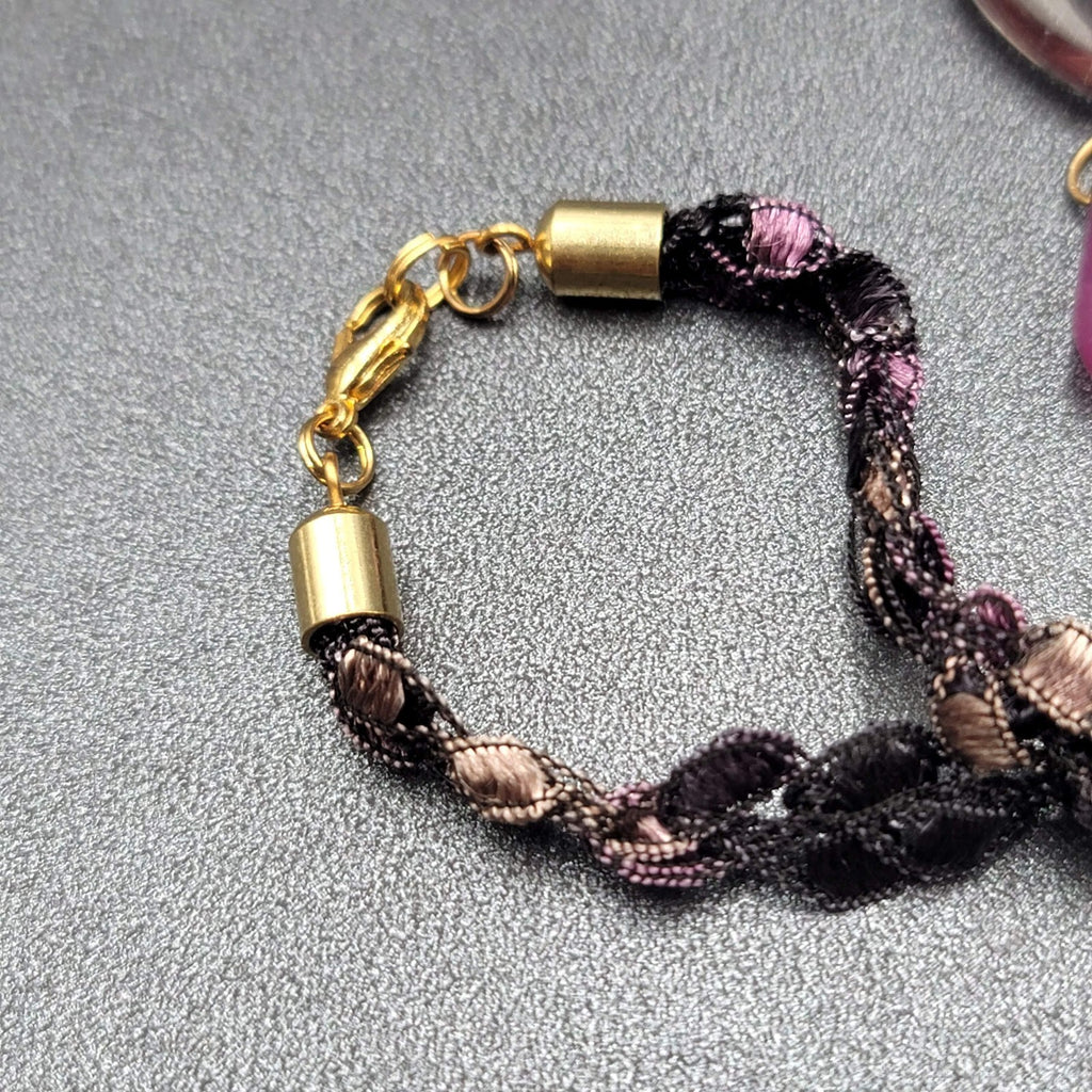 Purple Necklace Art Glass Heart Pendant 20"