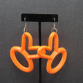 Extra Large Pierced Earrings Orange Acrylic Bunny?? OK?? 3"