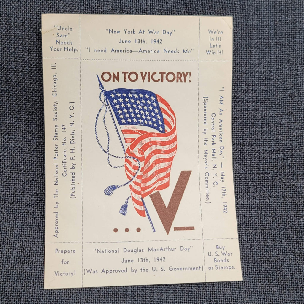 National Poster Stamp Soc. 1942 "On to Victory" Patriotic sheetlet