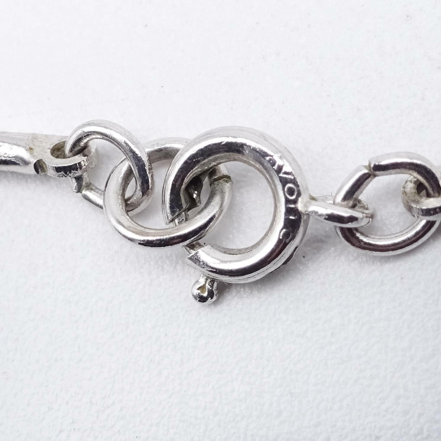 Vintage Silver tone Tube Chain Pendant Necklace 24" Estate Costume Mid Mod