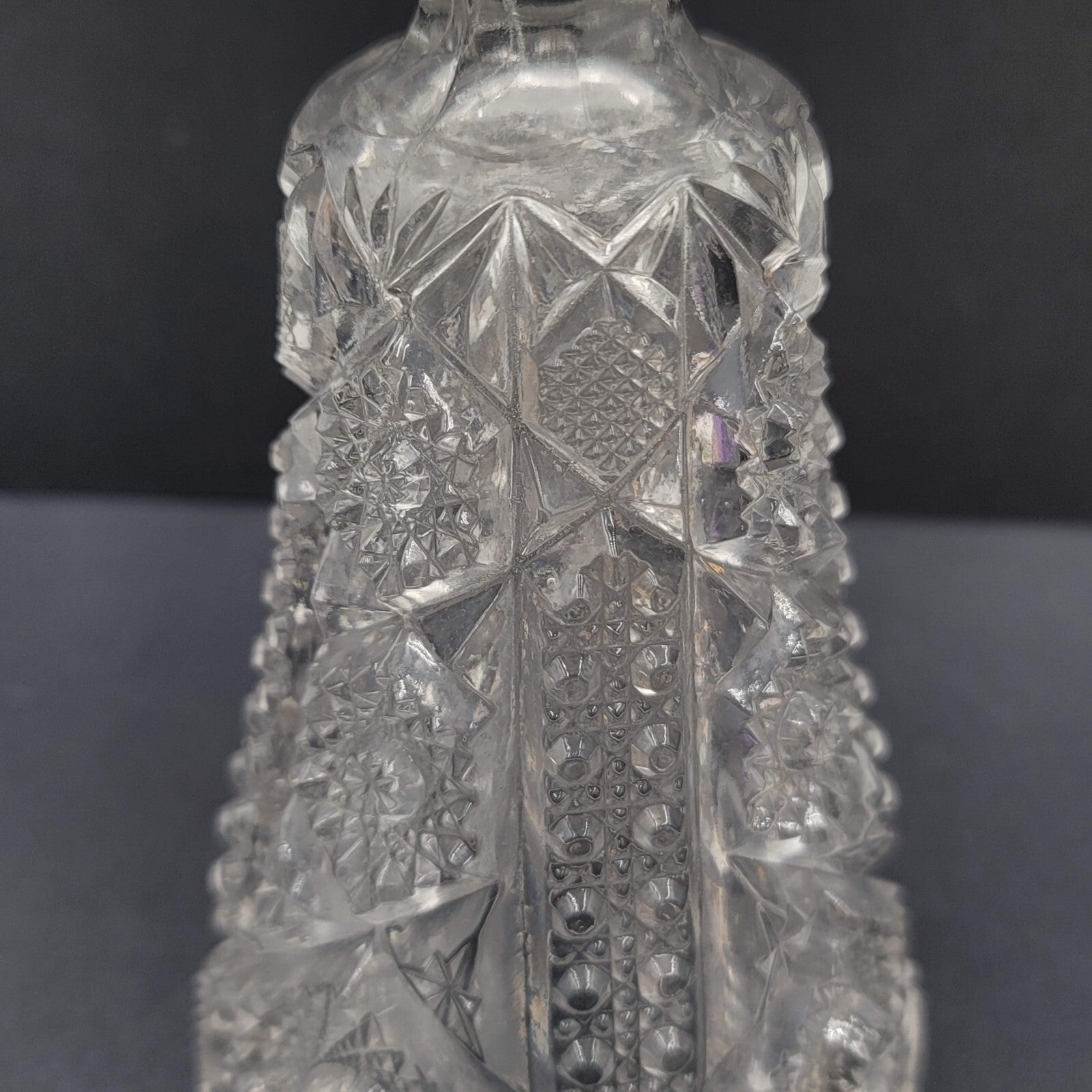 Vintage Pressed Glass Flower Vase Intricate Design 6.5"