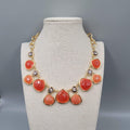 Dana Buchman Necklace Gold tone Orange Accents Rhinestones Adj 16"-19"