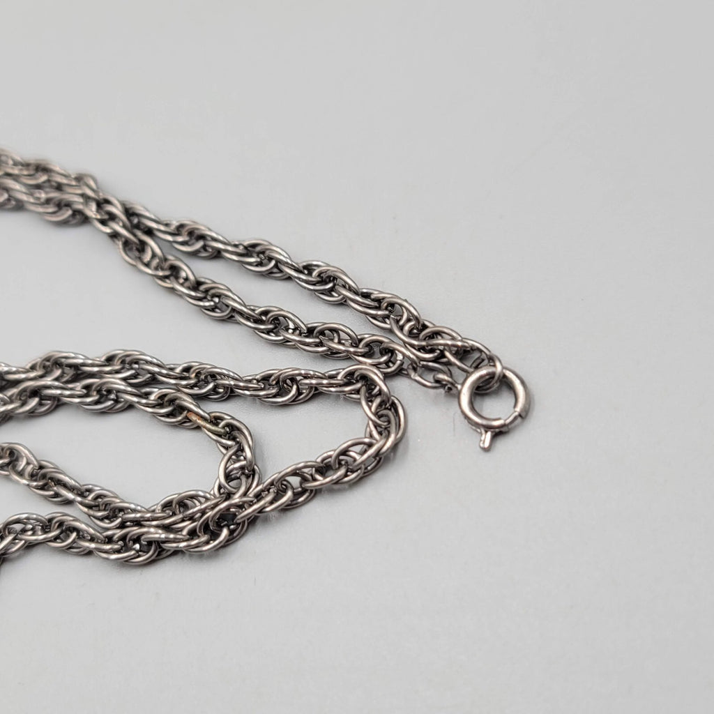 Vintage Jesus Necklace Silver tone Fish Shape Pendant 25" Estate Costume