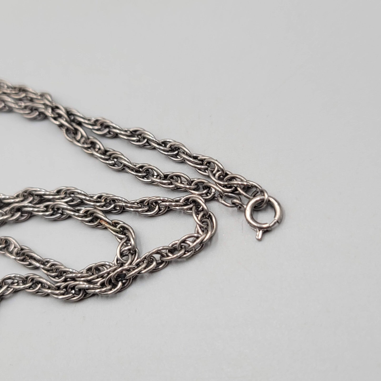 Vintage Jesus Necklace Silver tone Fish Shape Pendant 25" Estate Costume