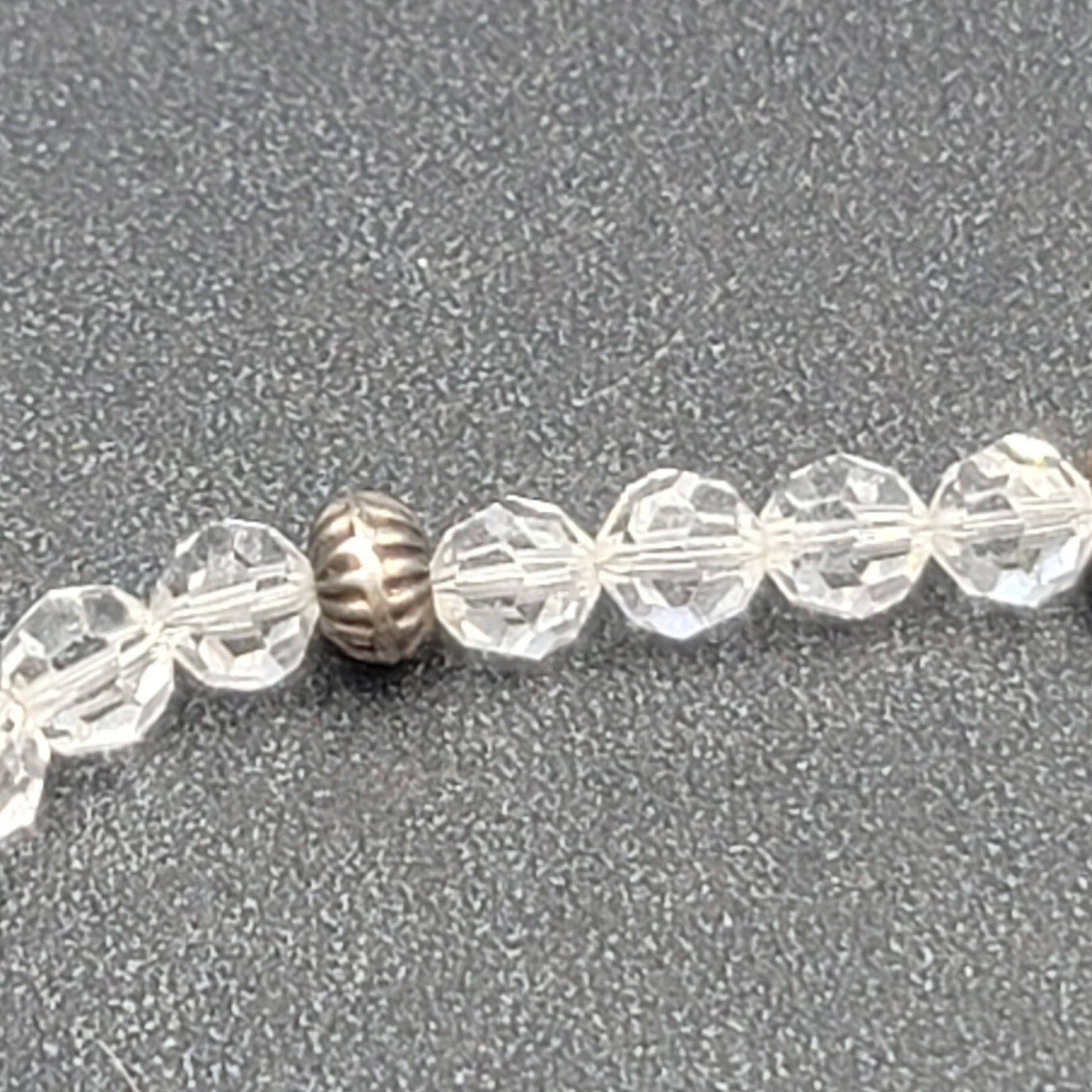 Sterling Silver Crystal Bead Bracelet Bee Charm 6 3/4"