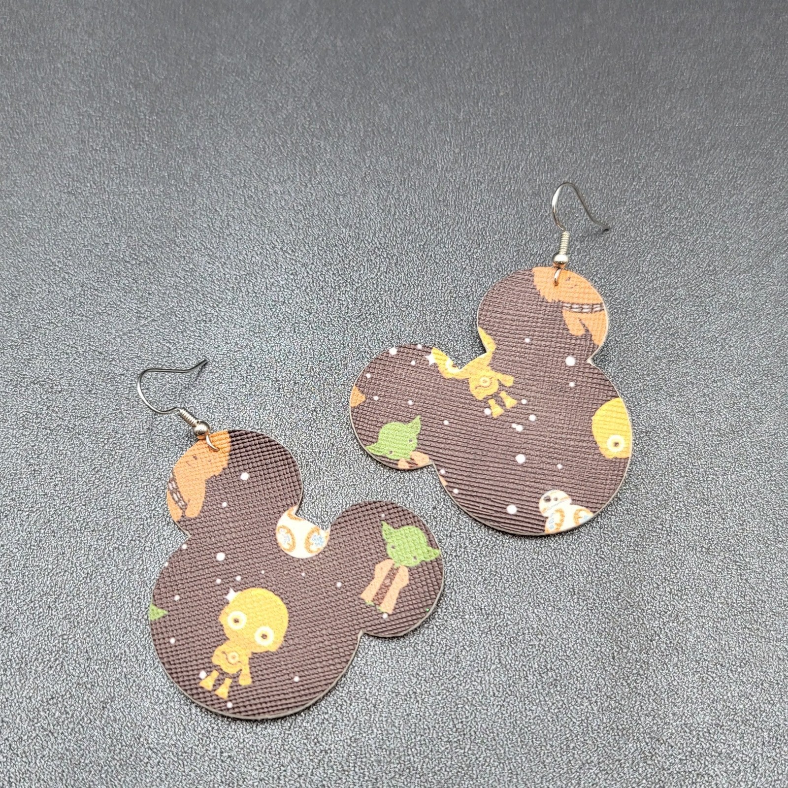 Pierced Earrings Mickey Mouse Star Wars Large Felt Dangle 2" Lightweight
