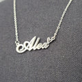 Alex Name Necklace Script Silver tone 18"