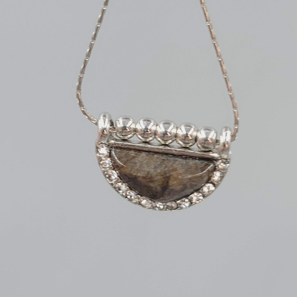 Resin Faux Stone Pierced Earrings Silver tone Chain Dangle 1 5/8"