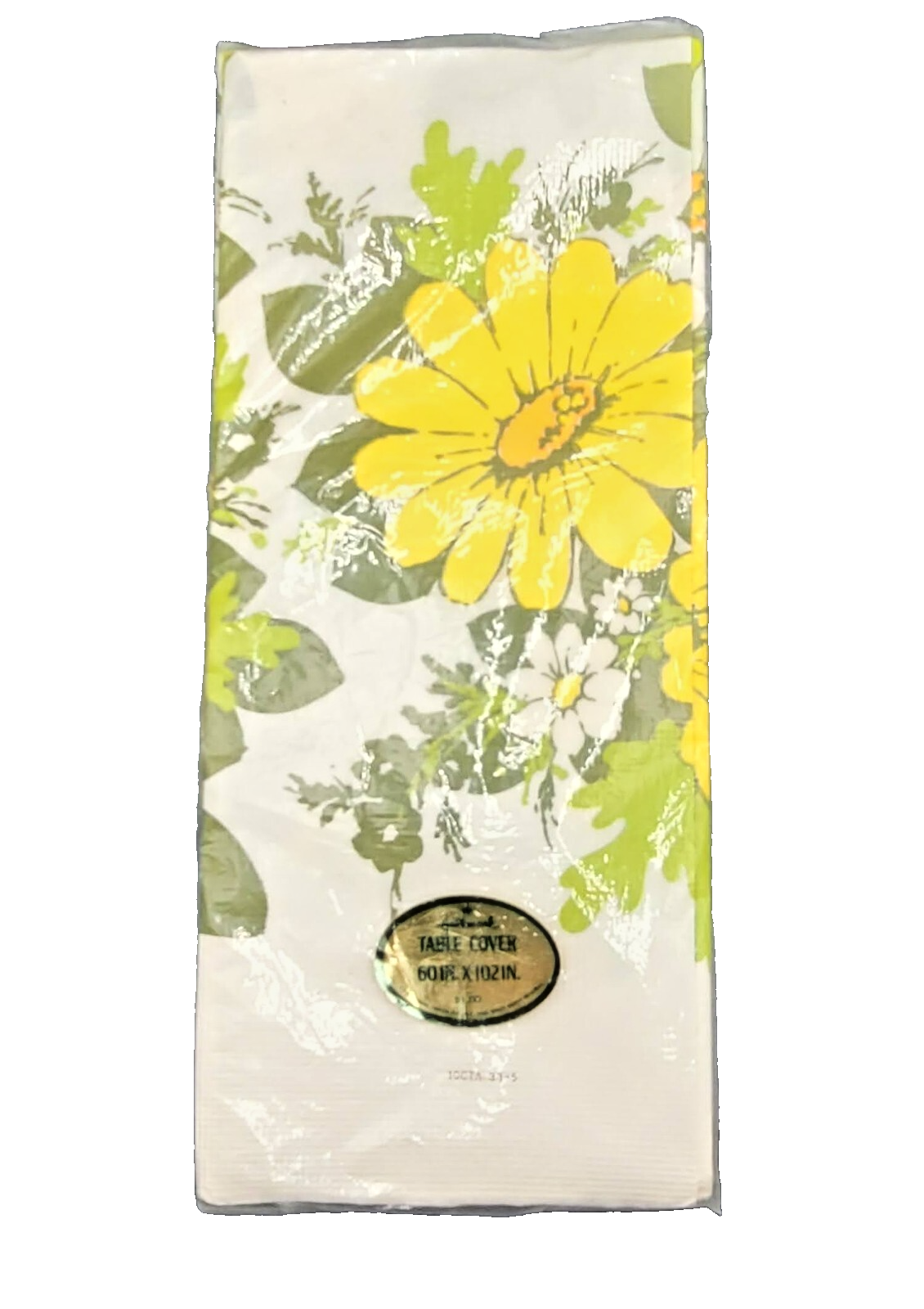 Vintage Hallmark Yellow White Flowers Floral Paper Table Cover 60" x 102" New