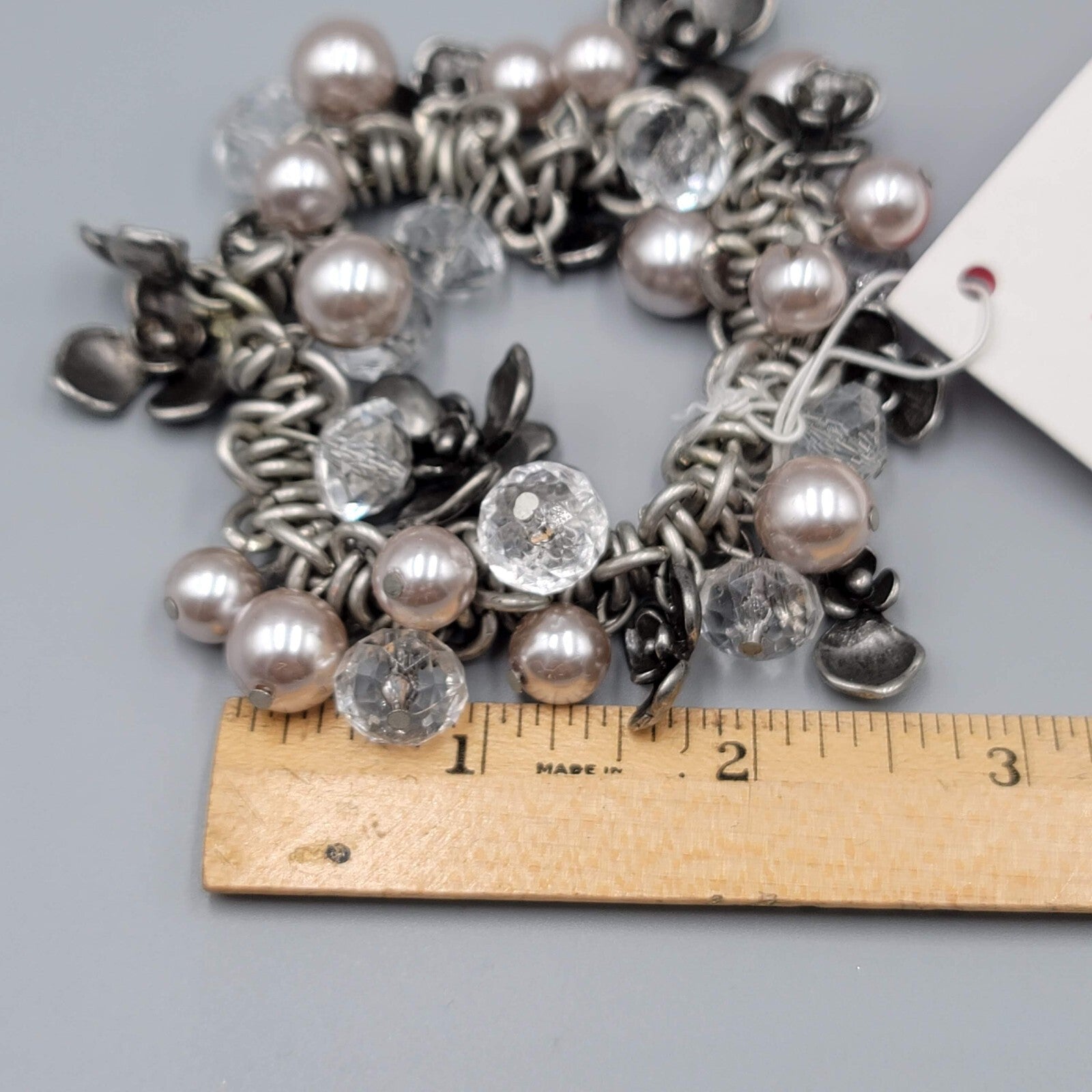 Chicos Bracelet Whispers of Spring Gift Bracelet Silver tone Beaded Flowers