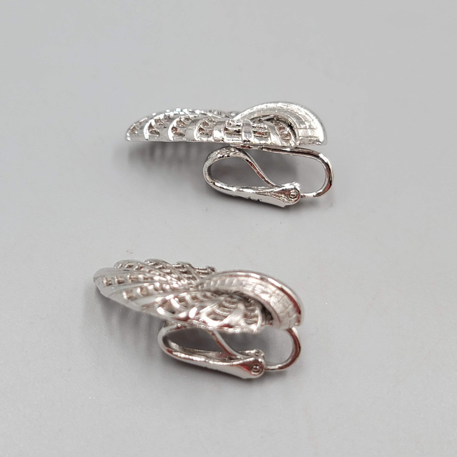 Vintage Judy Lee Clip on Earrings Filigree Silver tone Climber 1 1/8"