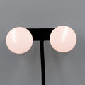Vintage Pastel Pink Enamel Pierced Earrings Large Flat Round 1.25"