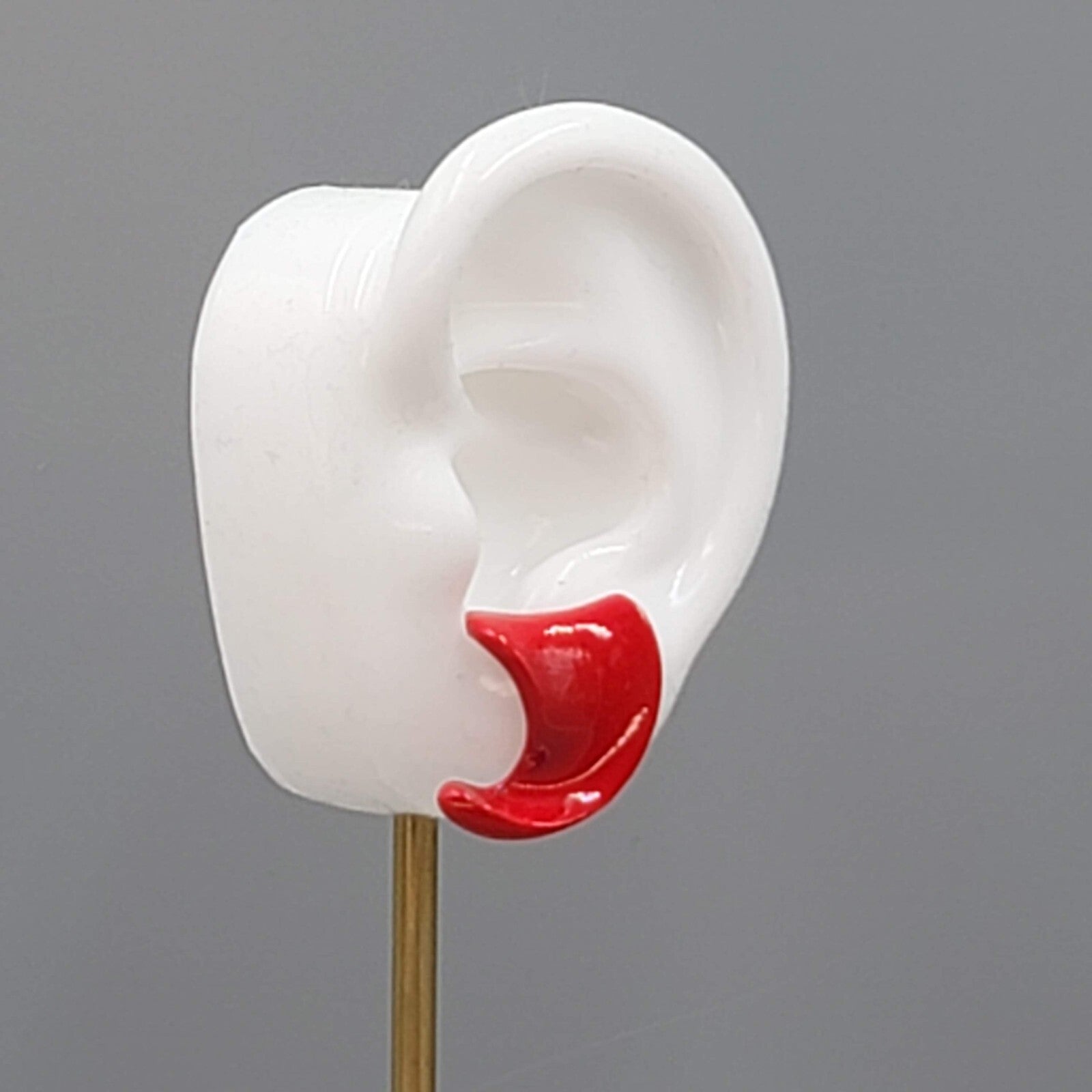 Vintage Bright Red Enamel Drop Pierced Earrings 3/4"