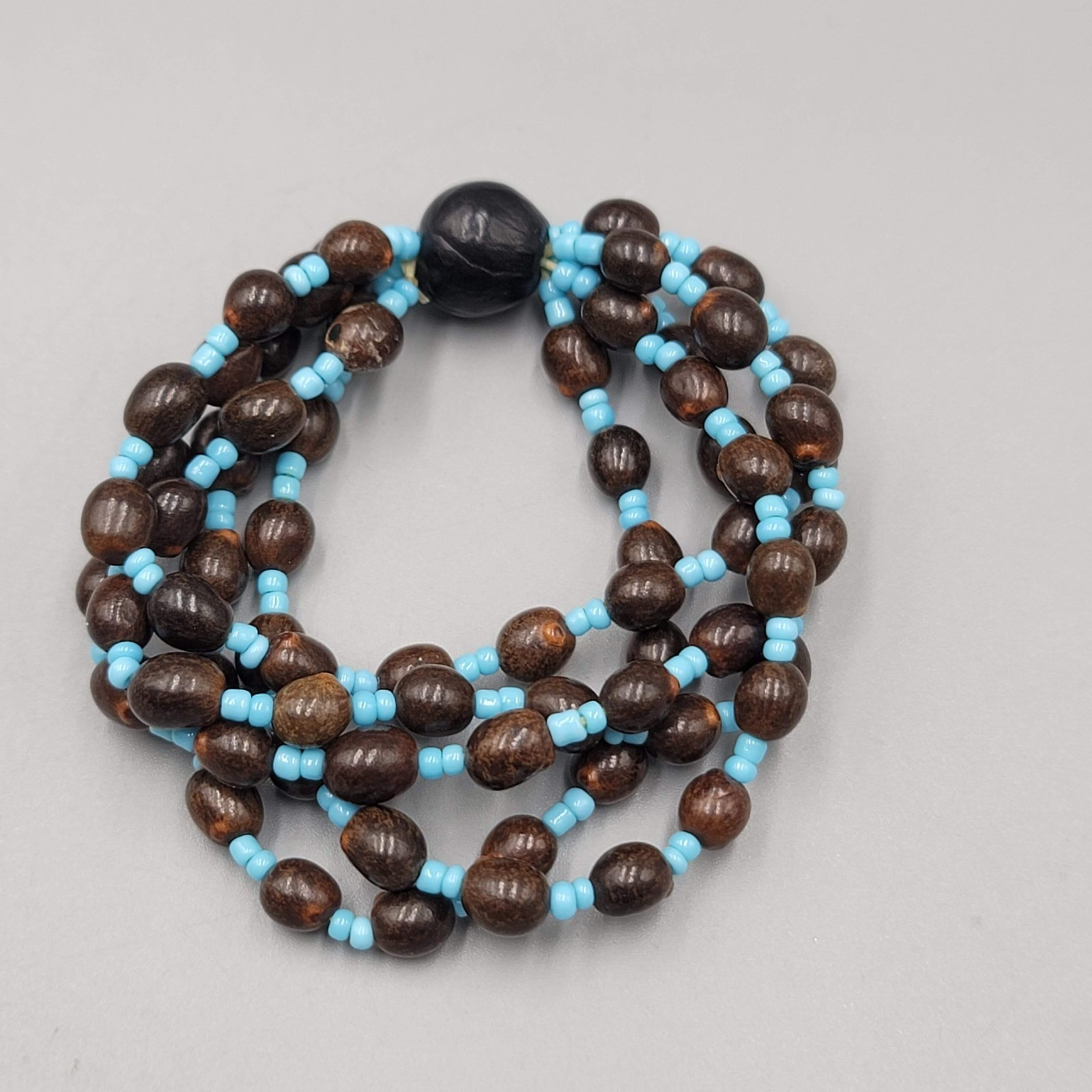 Vintage Seeds Bracelet Beaded Elastic Multistrand 6"