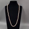 Vintage Faux Pearl Necklace Hand Knotted Gold tone Clasp 24"