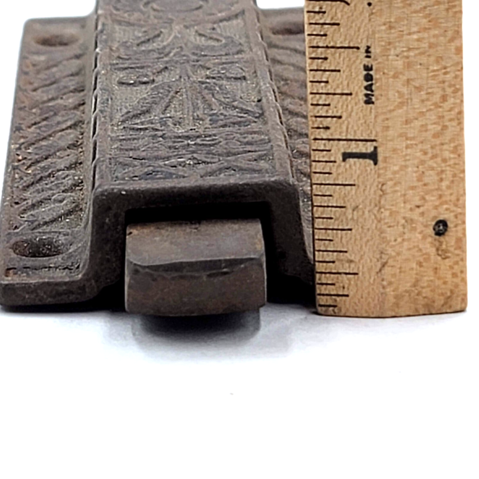 Vintage Antique Plunger Door Stop Cast Iron Eastlake Design Ornate 5.25"