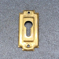 Vintage Brass Rectangle Skeleton Key hole Escutcheon Salvage 1 3/8" x 5/8"