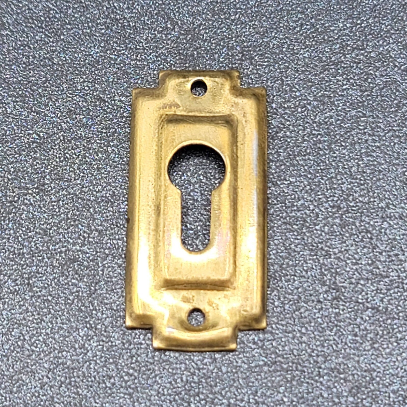 Vintage Brass Rectangle Skeleton Key hole Escutcheon Salvage 1 3/8" x 5/8"