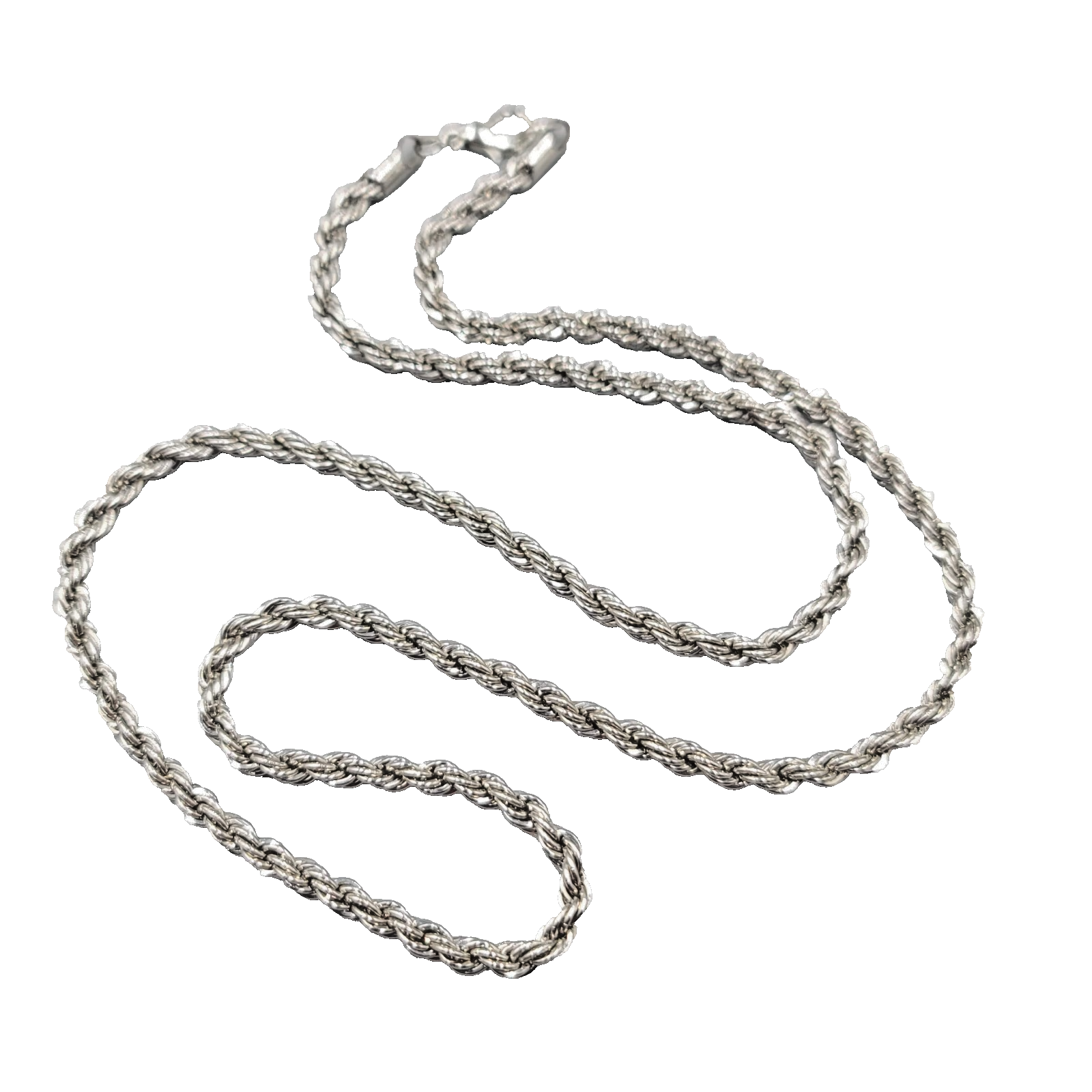 Rope Chain Necklace Silver tone 22 in 3.8mm wide