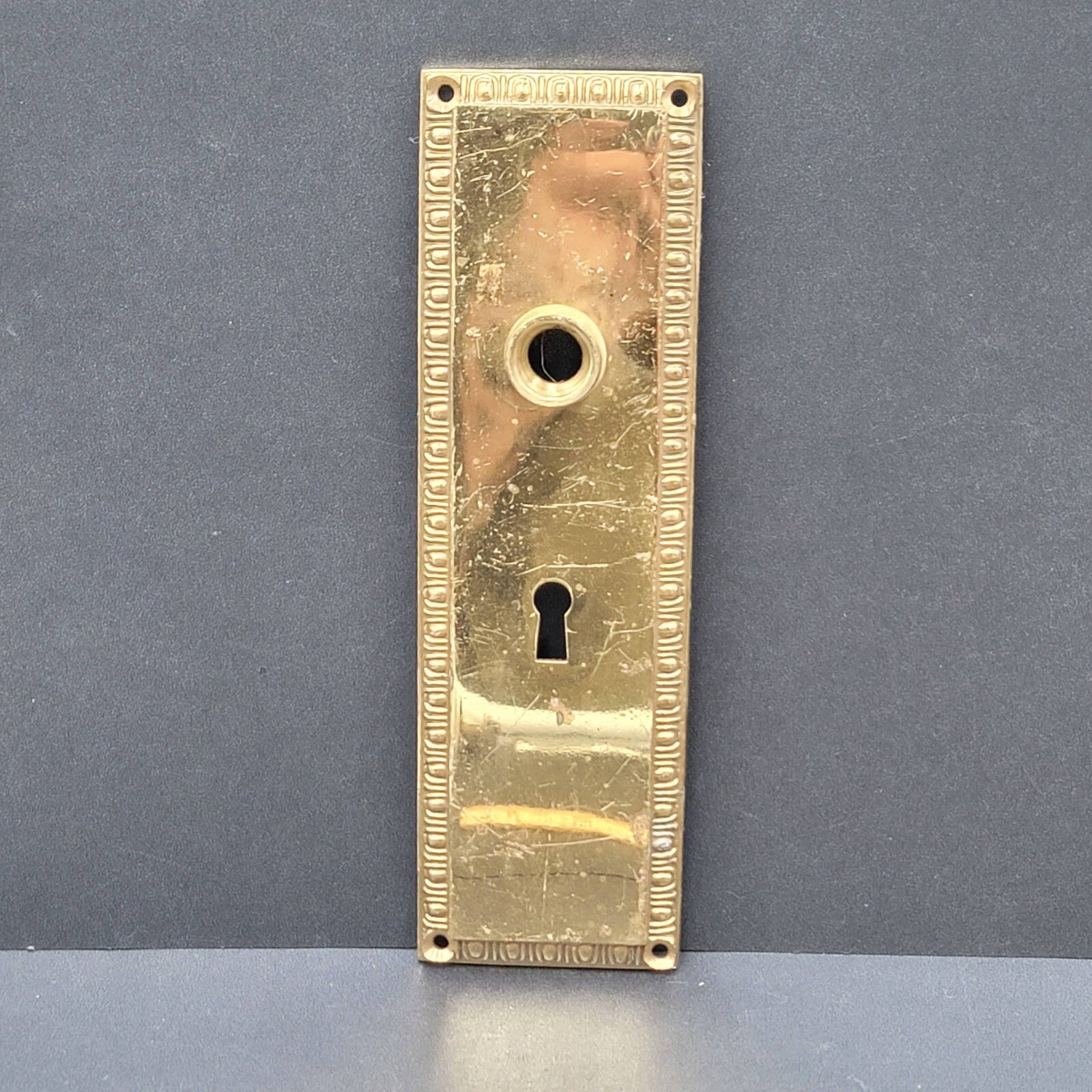 Vintage Brass Doorknob Back Plate Skeleton Keyhole Made in India