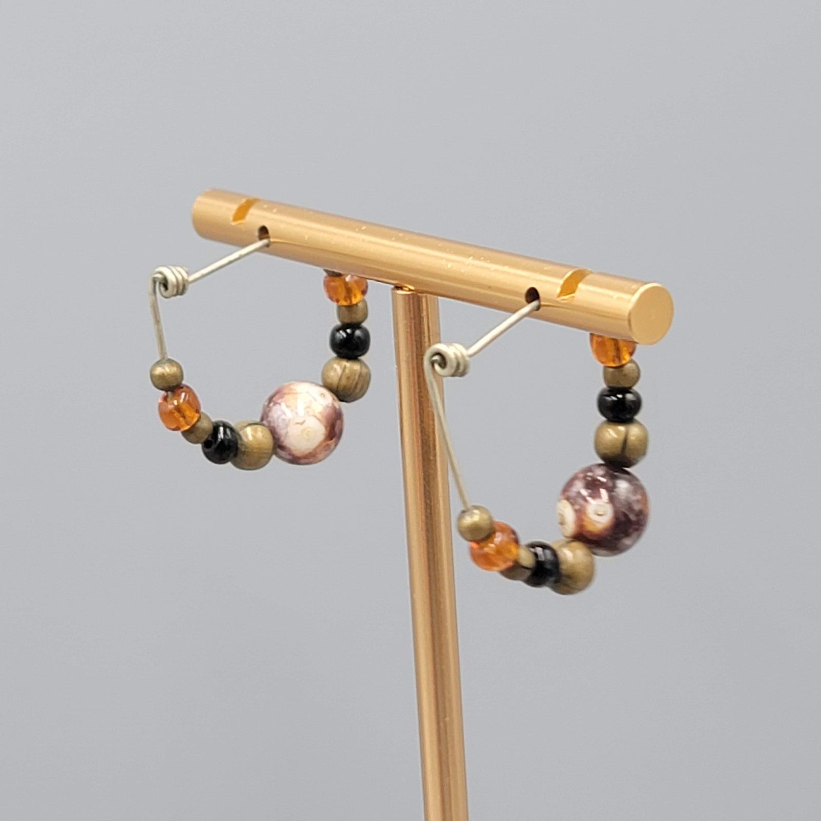 Artisan Clay Beaded Hoops Pierced Earrings 1"