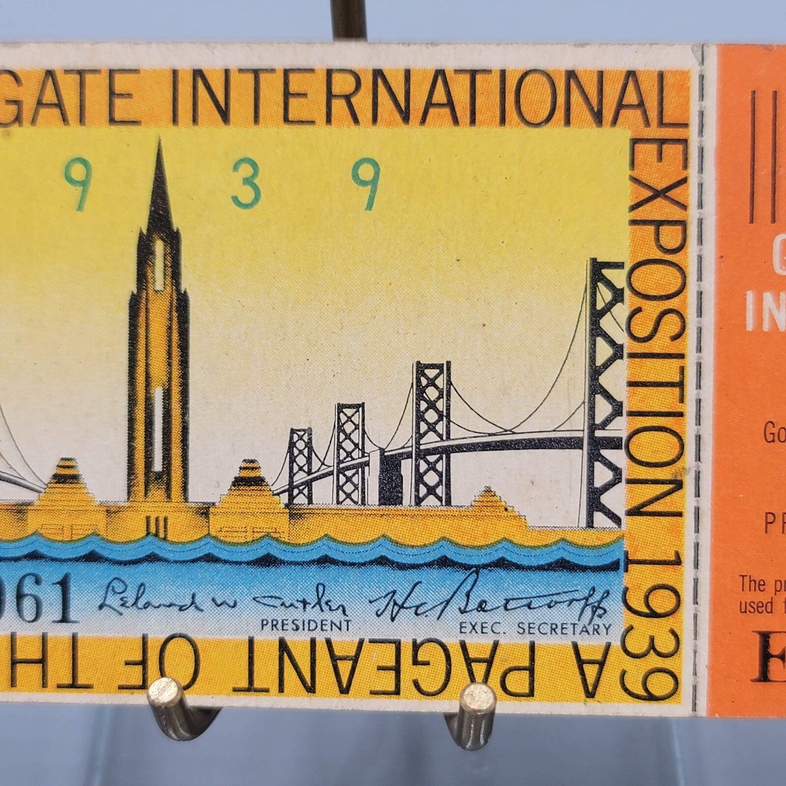 Vintage Golden Gate International Exposition 1939 Admission Ticket Junior