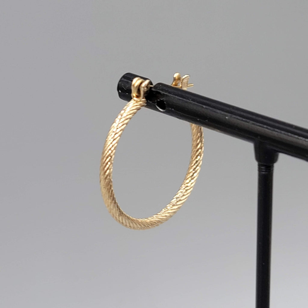 Twist Texture Hoops Pierced Earrings Gold tone Drop 1 in