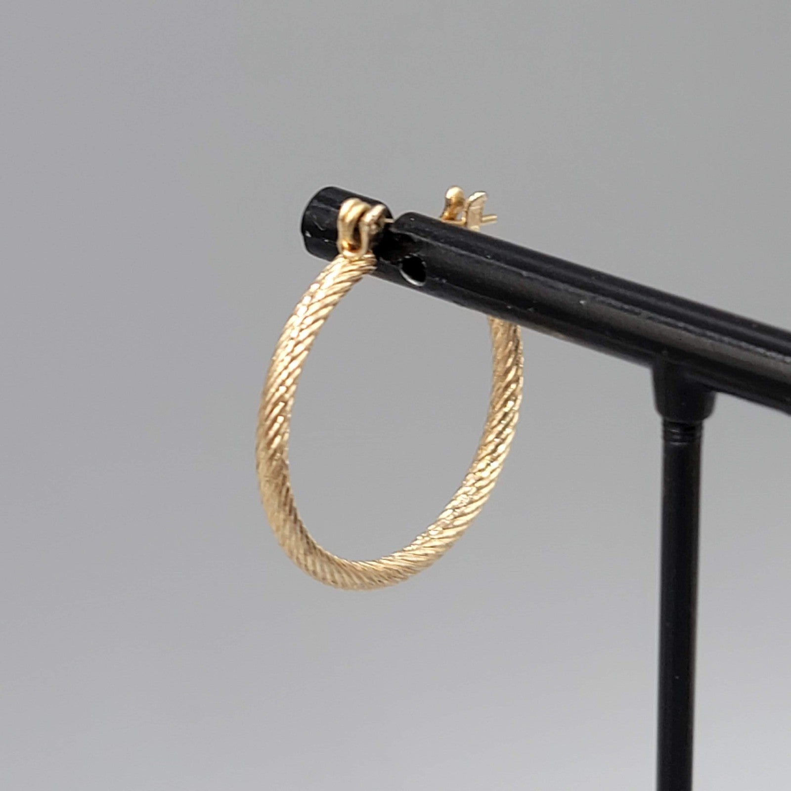 Twist Texture Hoops Pierced Earrings Gold tone Drop 1 in