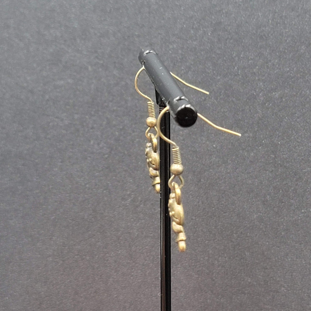 New Pierced Earrings Bronze tone Bunny Rabbit Tennis Dangle 5/8"