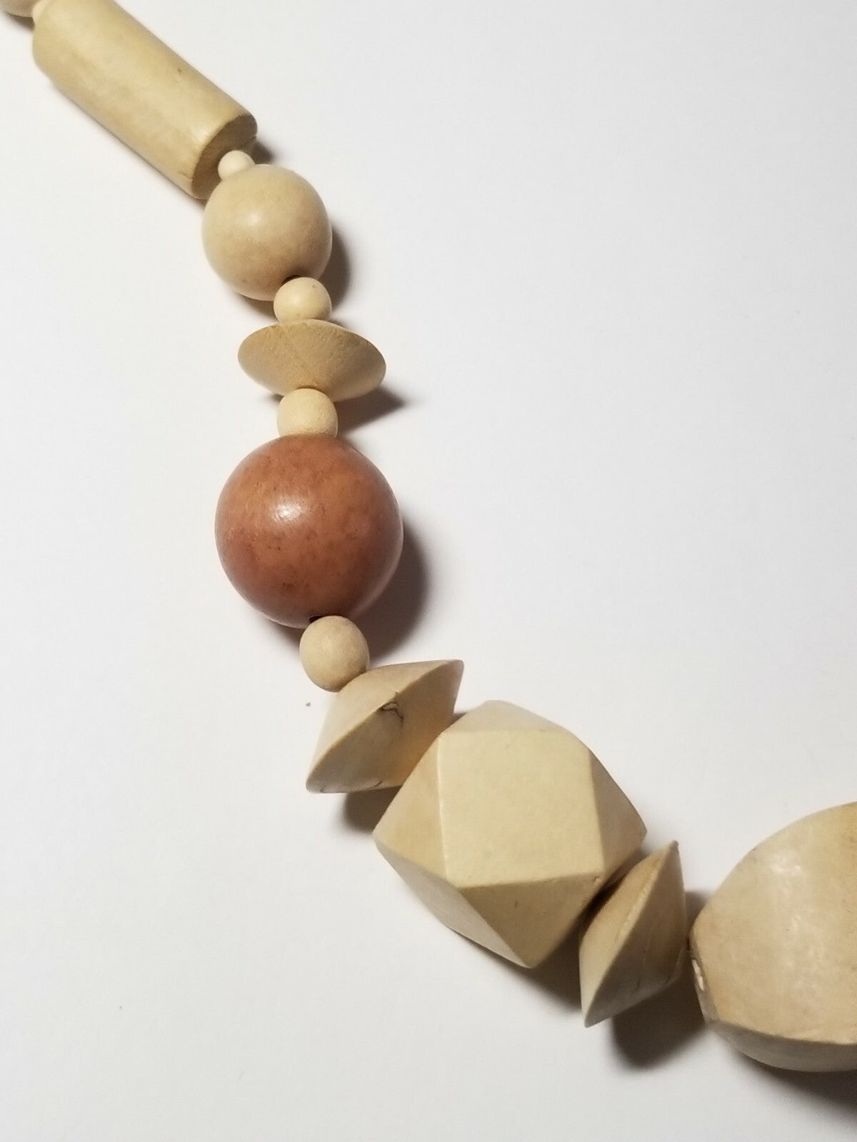 Wood Bead Necklaces Wooden Chunky Strand Light Tan Earth Tones 22"