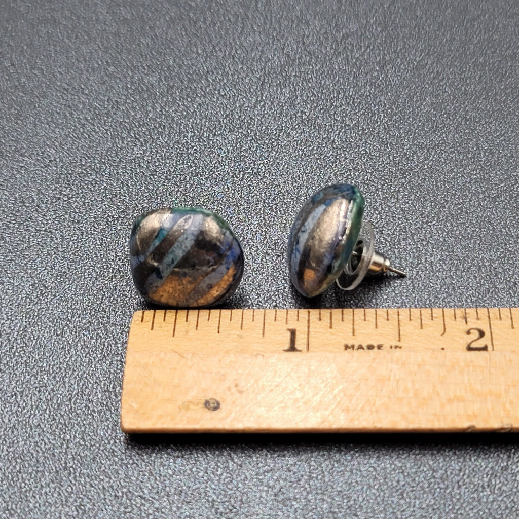 Vintage Pierced Earrings Ceramic Hand Painted Studs 5/8"