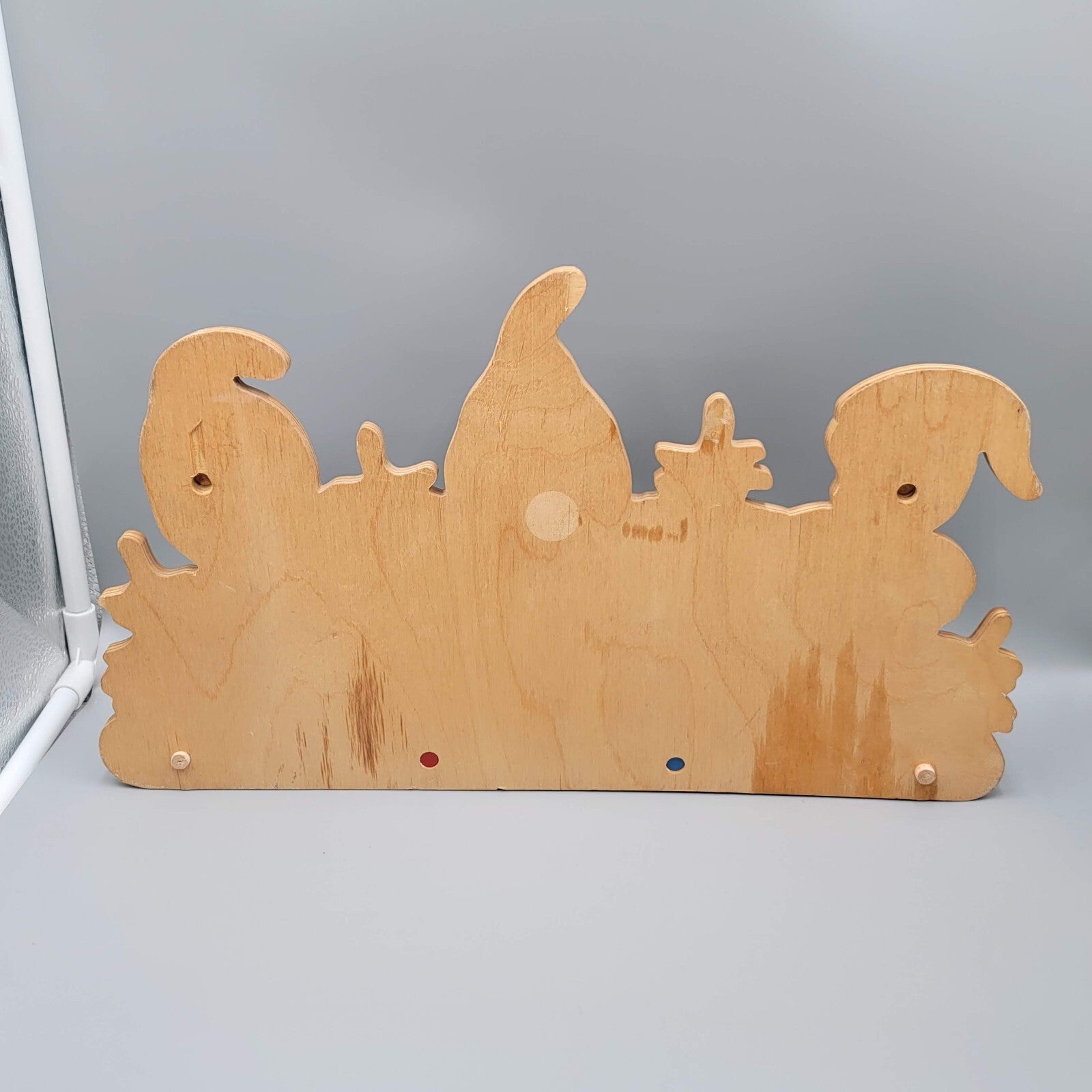 Vintage Grossman Winkl Garden Gnomes Childrens Wood Coat Hat Rack Germany