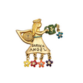 Vintage KC Garden Angel Brooch Gold tone Enamel Flower Rhinestones 1.75 in