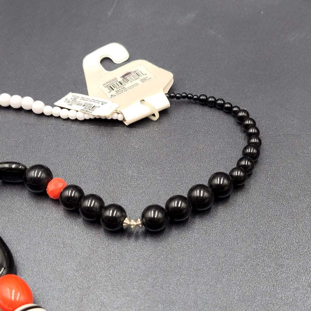 Kim Rogers Acrylic Beaded Necklace Red White Black Long 32" NEW