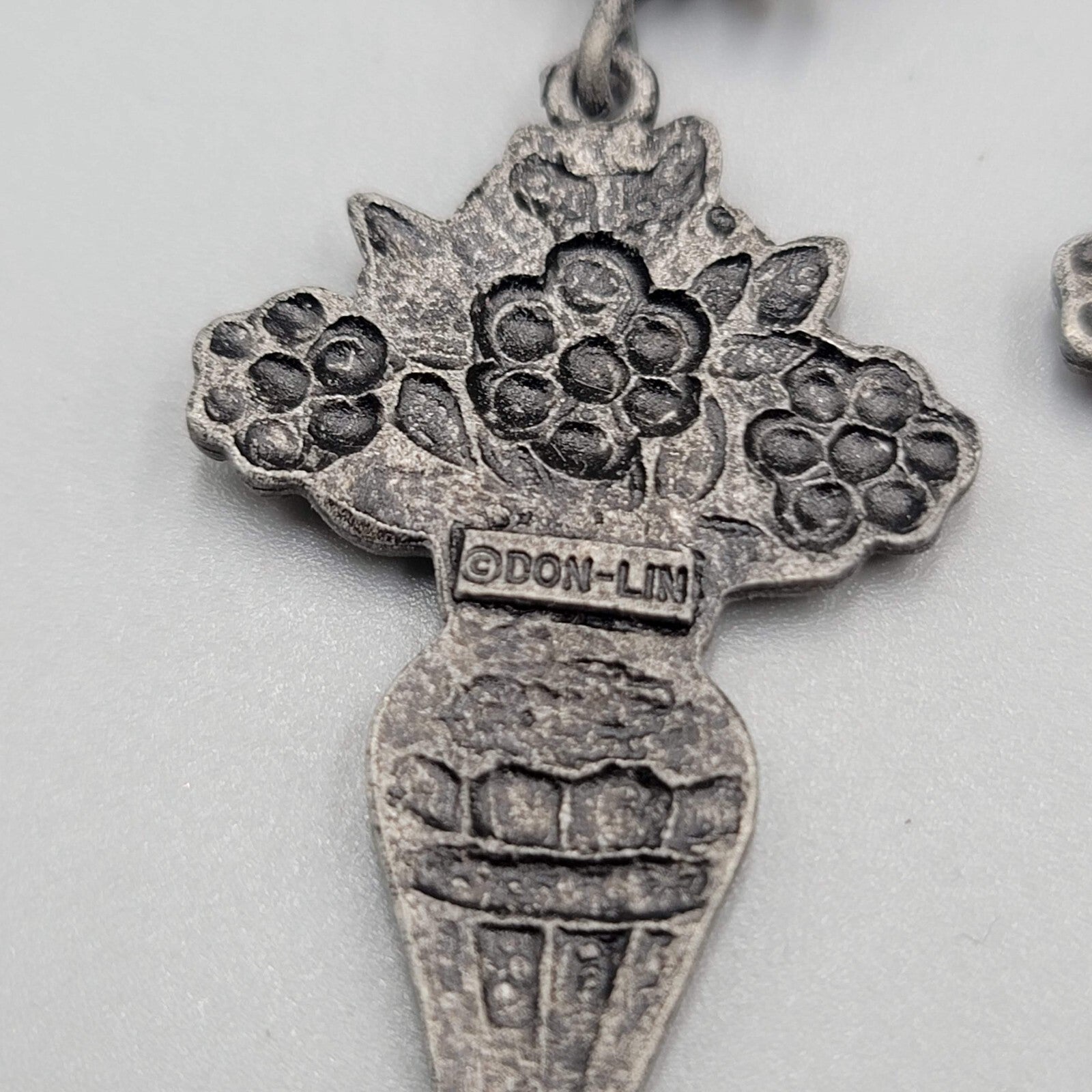 Vintage Don Lin Pierced Earrings Flower Bouquet Dangle 2.5"