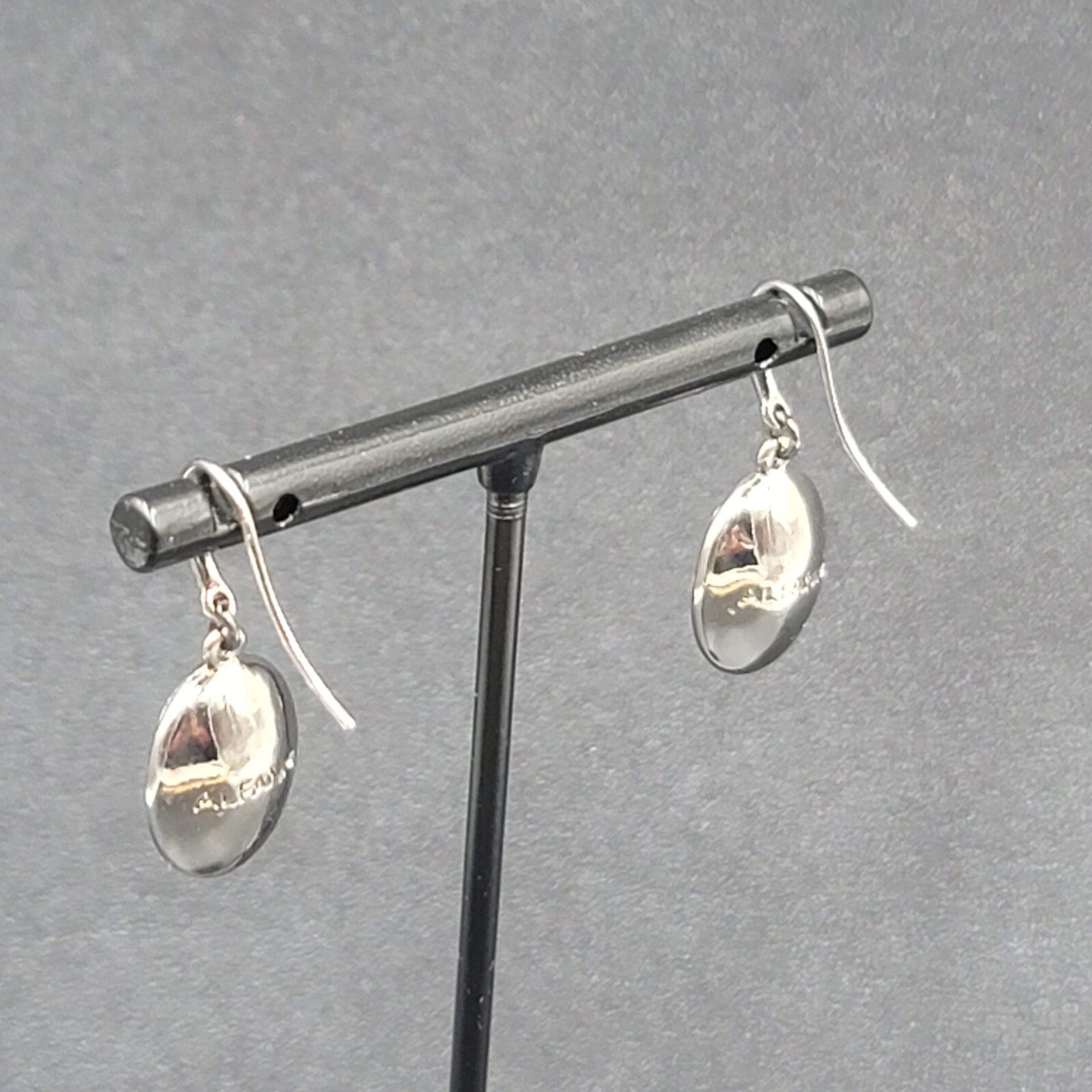 Alfani Pierced Earrings Black Metal Faceted Glass Dangle 5/8"