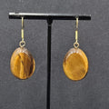 Pierced Earrings Gold tone Tigers Eye Teardrop Dangle 1 1/8"