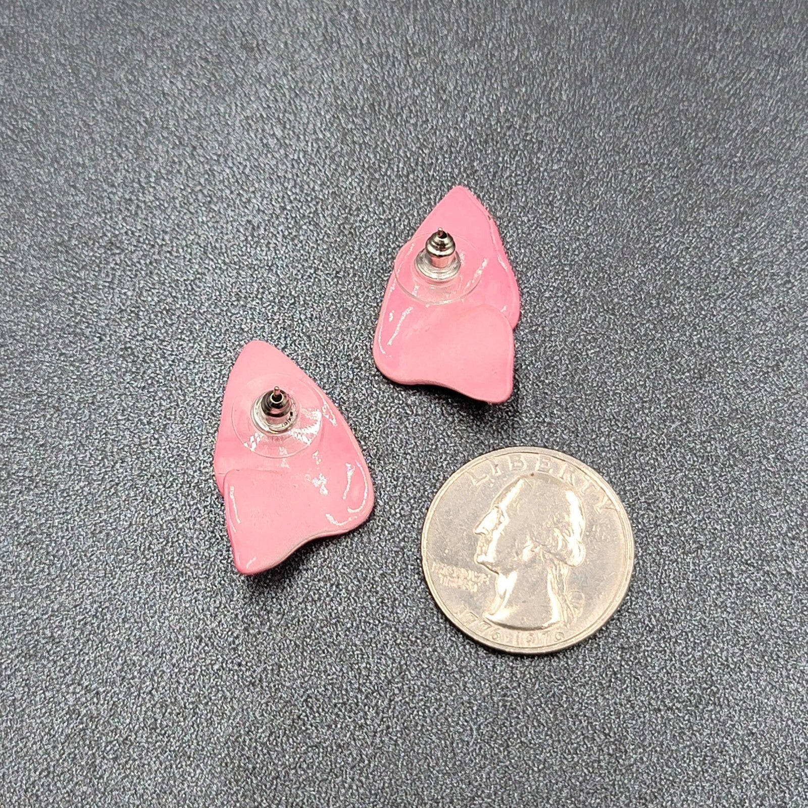 Vintage Pierced Earrings Hot Pink Enamel Statement Drop 1.25"