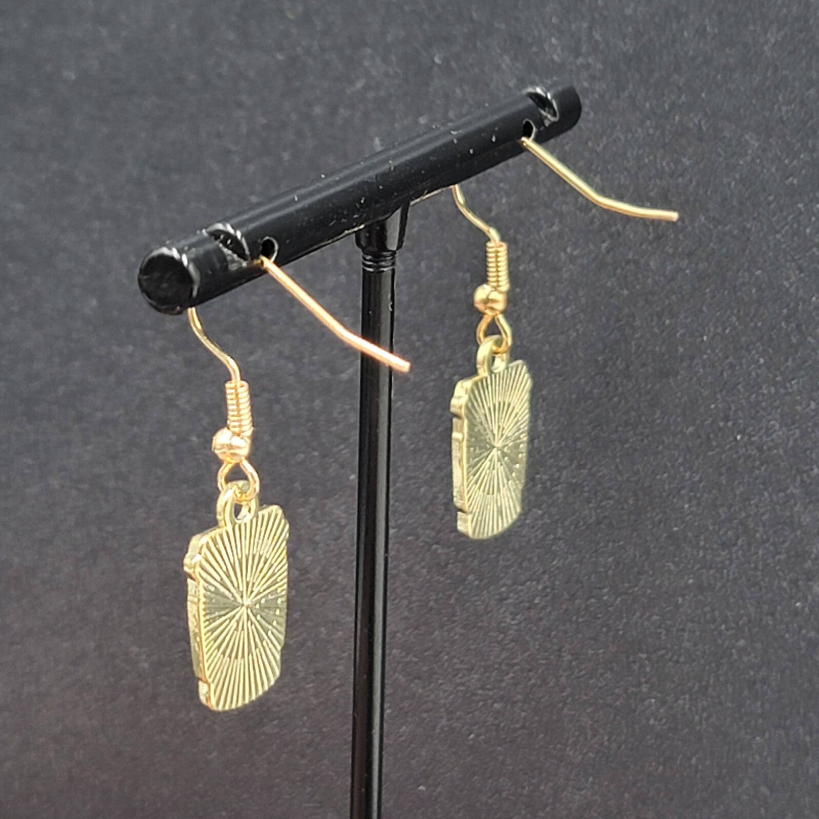 Coffee Pierced Earrings White Brown Enamel Gold tone Dangle New 5/8"