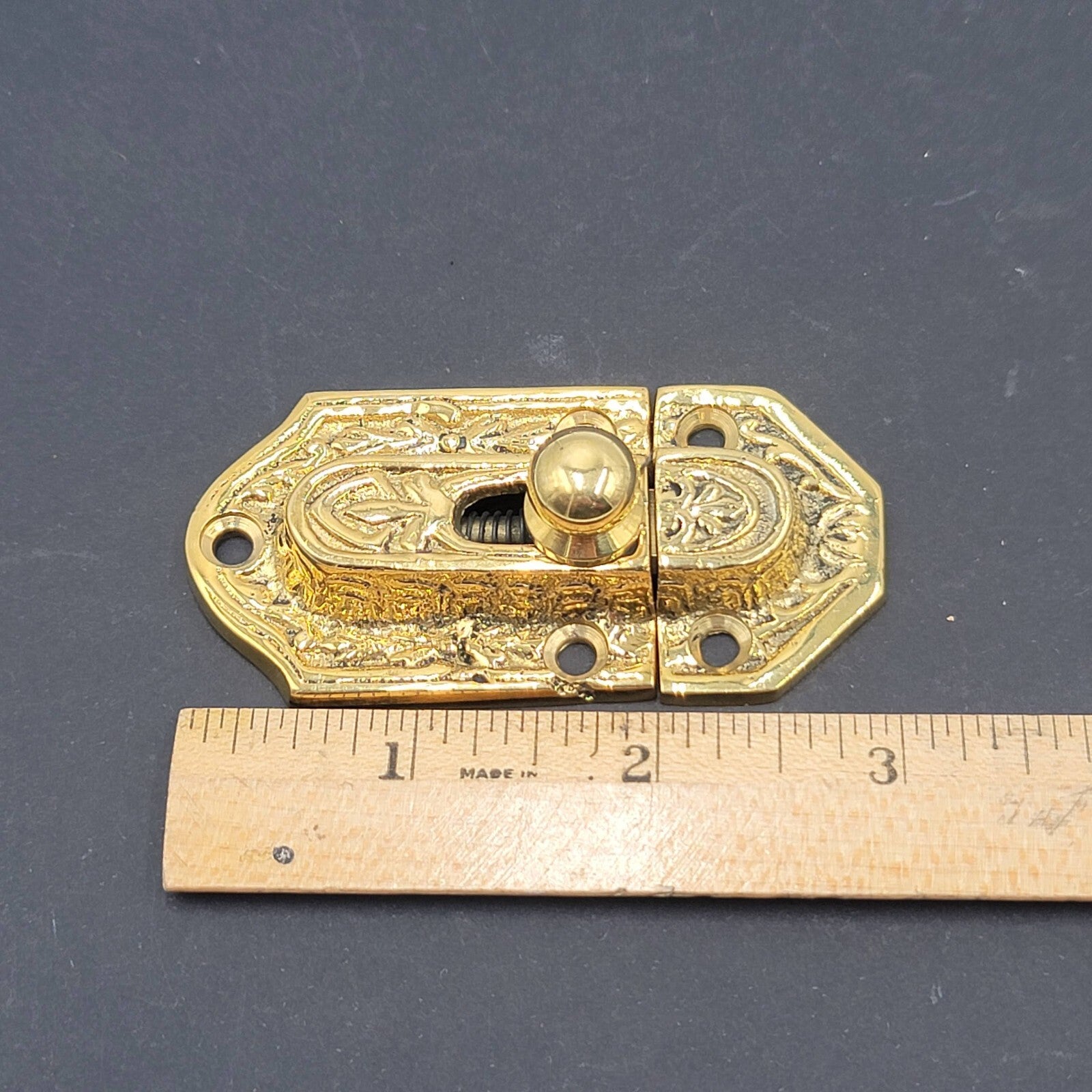 Vintage Ornate Brass Window Sash Lock with Catch Keeper Reproduction