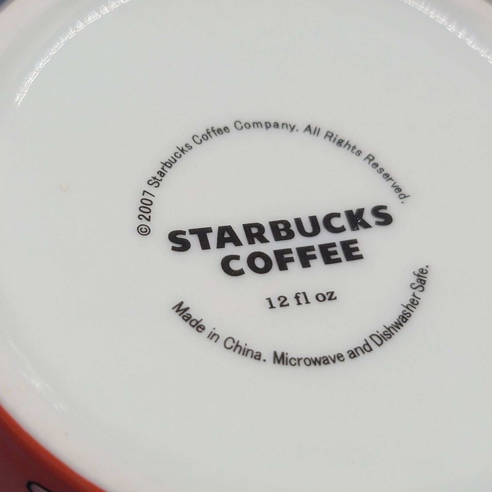2007 Starbucks Coffee Mug Hearts Clouds Swirls Love 12 fl oz