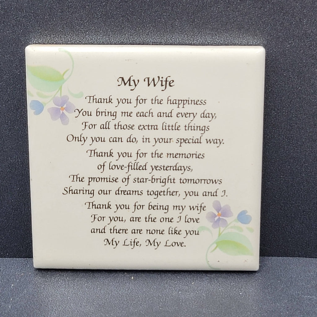 Vintage Kat Krafts Stoneware Tile MAGNET My Wife Poem USA Handmade 3"